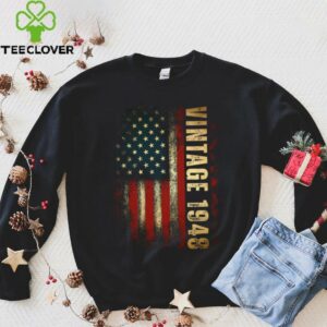 Vintage 1948 American Flag 77th Birthday 77 Years Old Men Long Sleeve T Shirt