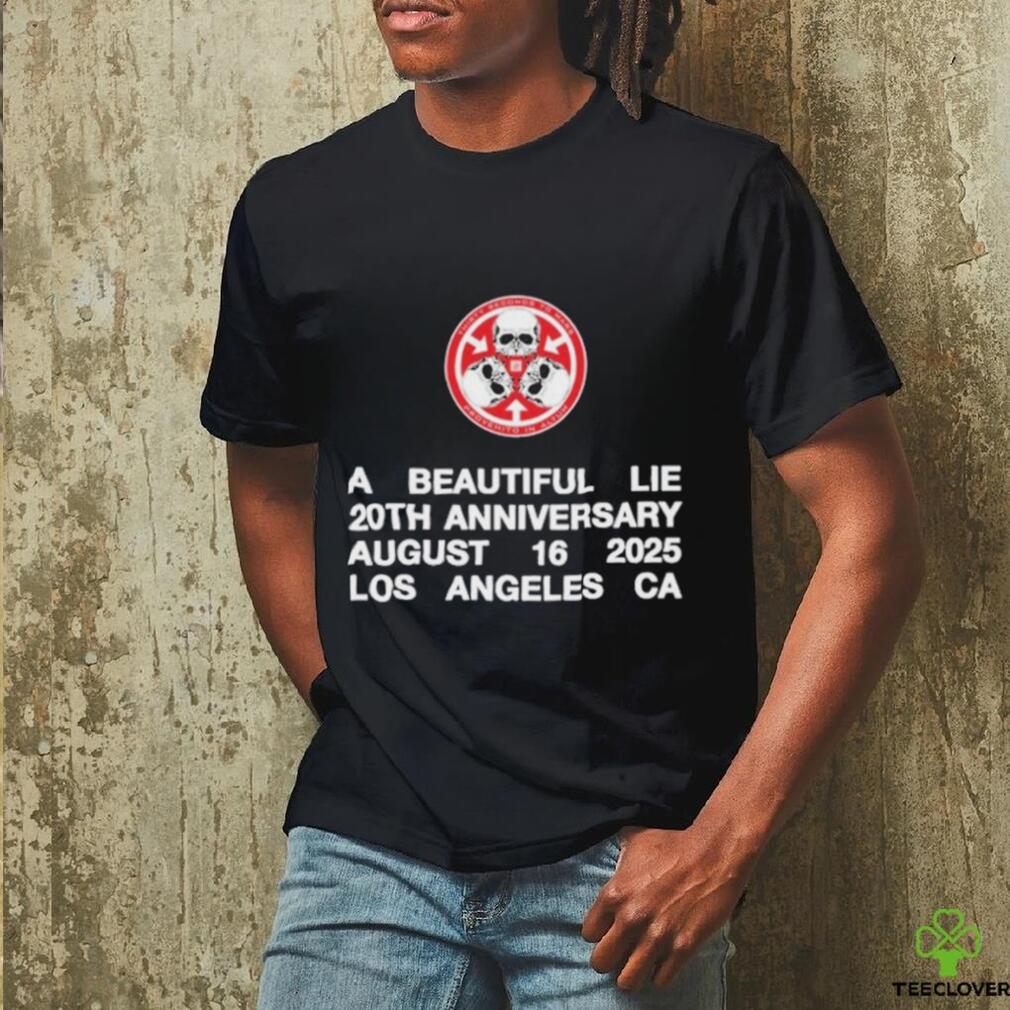 Thirty Seconds To Mars Emo A Beautiful Lie 20th Anniversary August 16 2025 Los Angeles CA T shirts Thirty Seconds To Mars Emo A Beautiful Lie 20th Anniversary August 16 2025 Los Angeles CA T shirts