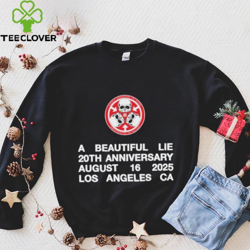Thirty Seconds To Mars Emo A Beautiful Lie 20th Anniversary August 16 2025 Los Angeles CA T shirts Thirty Seconds To Mars Emo A Beautiful Lie 20th Anniversary August 16 2025 Los Angeles CA T shirts