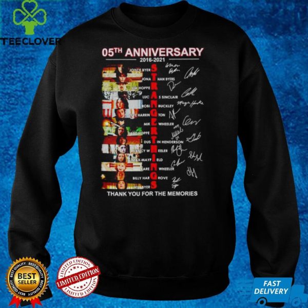 05th Anniversary of Stranger Things 2016 2021 thank you for the memories hoodie, sweater, longsleeve, shirt v-neck, t-shirt