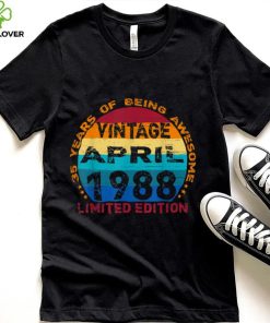 35 Years Old Vintage April 1988 Distressed 35th Birthday T Shirt