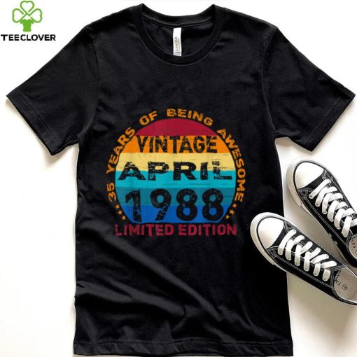 35 Years Old Vintage April 1988 Distressed 35th Birthday T Shirt