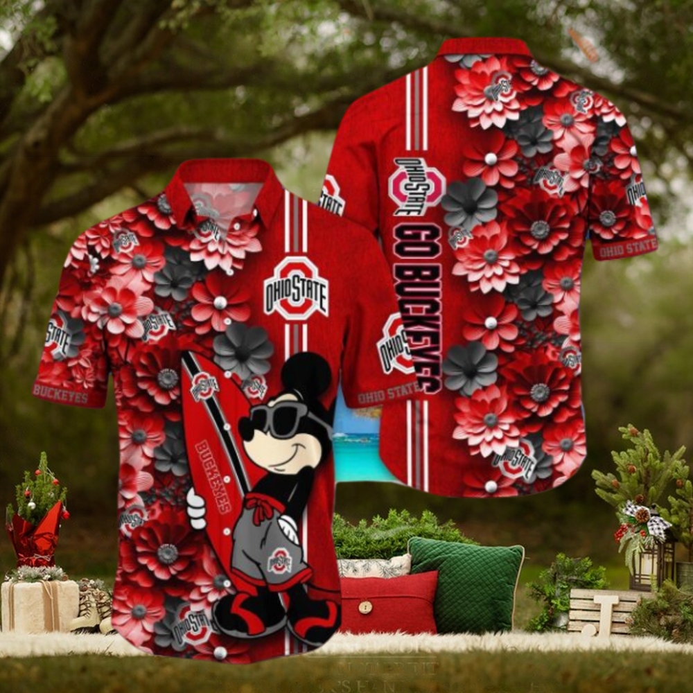 Ohio State Buckeyes Hawaiian Shirt Mickey Love Surfing Trending Summer Gift Ohio State Buckeyes Hawaiian Shirt Mickey Love Surfing Trending Summer Gift