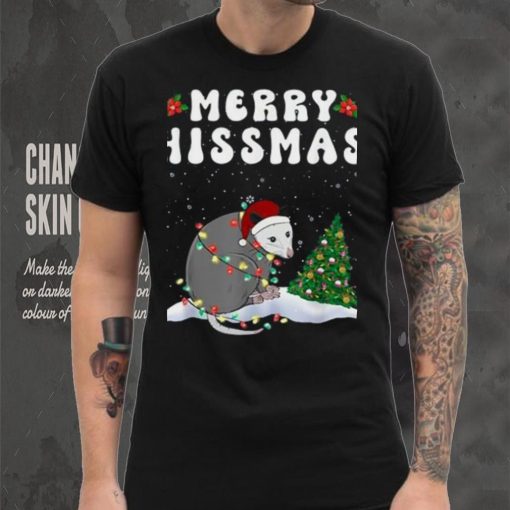 Merry Hissmas Opposum Christmas Santa Hat Funny Xmas Unisex Shirt