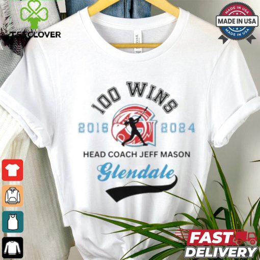 100 wins 2016 2024 Head Coach Jeff Mason Glendale logo shirt