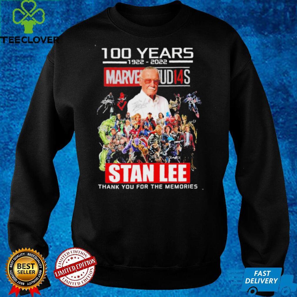 100 years 1922 2022 Marvel Studios Stan Lee thank you for the memories signatures T shirt 100 years 1922 2022 Marvel Studios Stan Lee thank you for the memories signatures T shirt