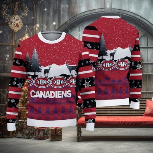 Montreal Canadiens Fans Reindeers Pattern Ugly Christmas Sweater Gift