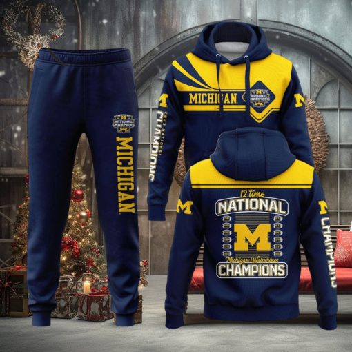 12 Time National Champions Michigan Wolverines College Football Playoff 2023 Hoodie