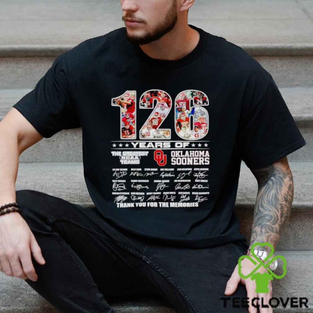 126 years of the greatest NCAA teams Oklahoma Sooners thank you for the memories shirt 126 years of the greatest NCAA teams Oklahoma Sooners thank you for the memories shirt