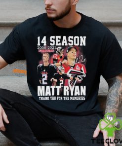 14 Season 2008 2024 NFL Atlanta Falcons Matt Ryan Thank You For The Memories Signature Shirt