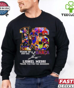 16 years of 2005 2021 Barca Lionel Messi Champion signature Thank You shirt