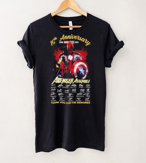 16th anniversary 2008 2024 Avenger Assemble signatures thank you for the memories hero mix shirt