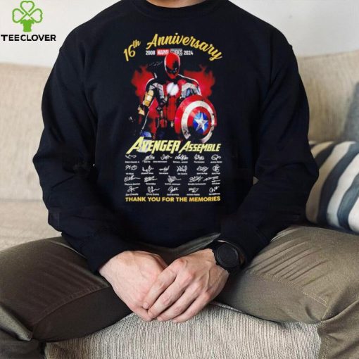 16th anniversary 2008 2024 Avenger Assemble signatures thank you for the memories hero mix shirt