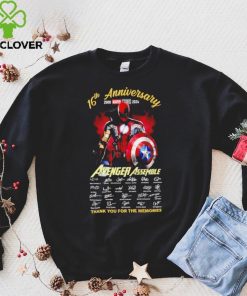 16th anniversary 2008 2024 Avenger Assemble signatures thank you for the memories hero mix shirt