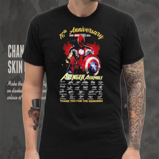 16th anniversary 2008 2024 Avenger Assemble signatures thank you for the memories hero mix shirt