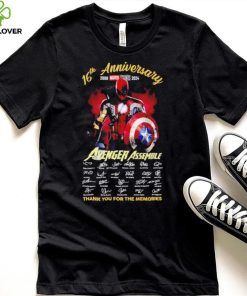 16th anniversary 2008 2024 Avenger Assemble signatures thank you for the memories hero mix shirt