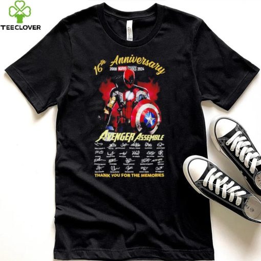 16th anniversary 2008 2024 Avenger Assemble signatures thank you for the memories hero mix shirt