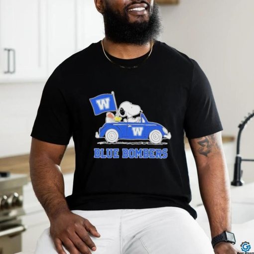 Snoopy And Woodstock Drive Car Winnipeg Blue Bombers Shirt