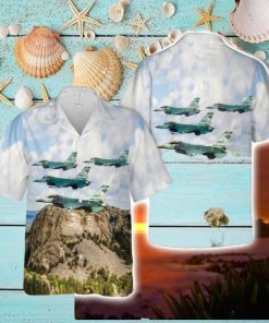 175th Fighter Squadron Lobos From Sioux Falls Agb Over Mount Rushmore South Dakota Air National Guard Button Down Hawaiian Shirt