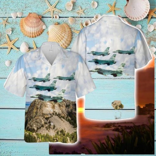175th Fighter Squadron Lobos From Sioux Falls Agb Over Mount Rushmore South Dakota Air National Guard Button Down Hawaiian Shirt