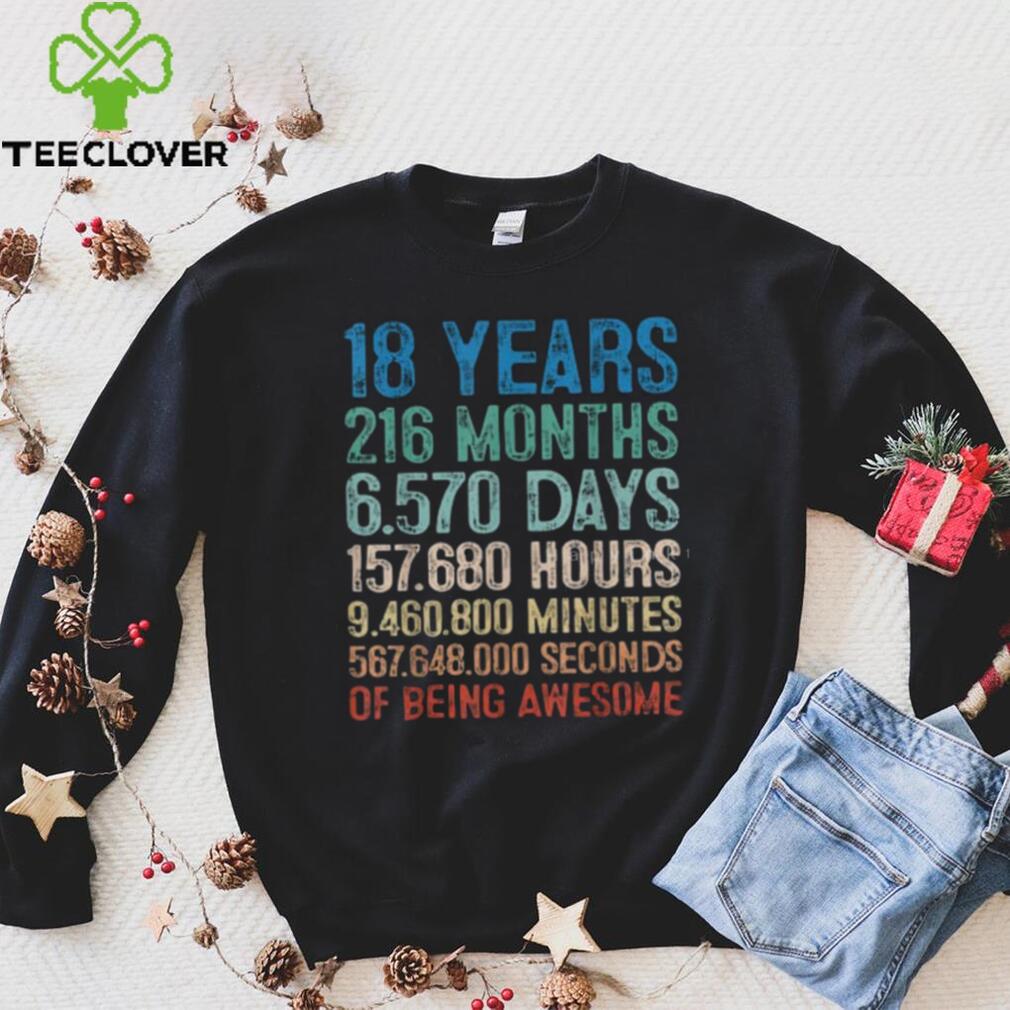 18 Years Old Of Being Awesome Birthday Gift Decorations T Shirt