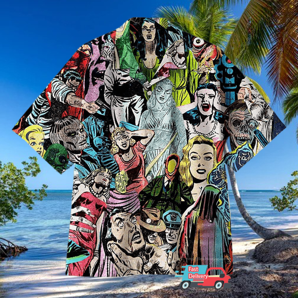 1950S Horror Comics Collage Hawaiian Shirt 1950S Horror Comics Collage Hawaiian Shirt