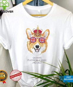 1952 2022 Celebration 70Years Queen Funny Corgi Dog Union Jack Sunglasses Crown Elizabeth II Shirt