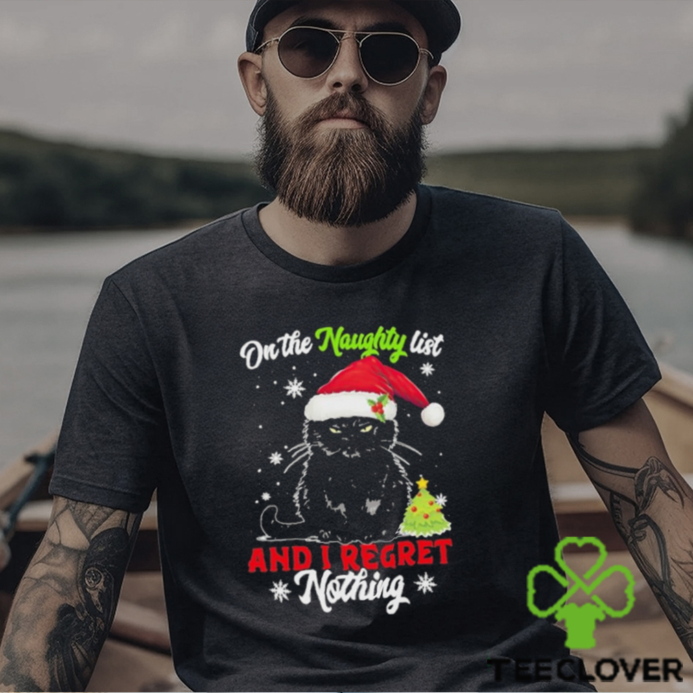 Santa Black Cat On the naughty list and I regret Nothing Christmas 2023 Shirt Santa Black Cat On the naughty list and I regret Nothing Christmas 2023 Shirt