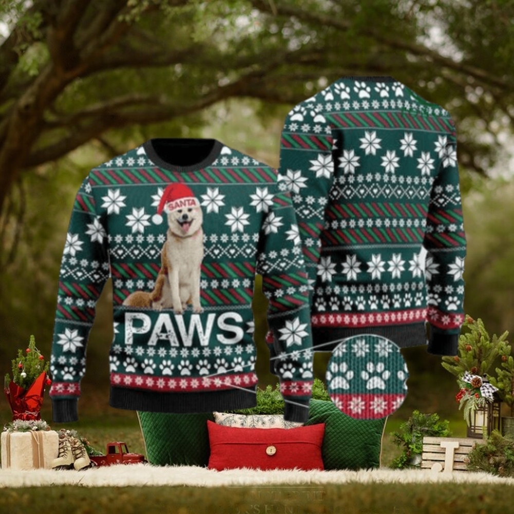 Akita Santa Printed Christmas Ugly Sweater