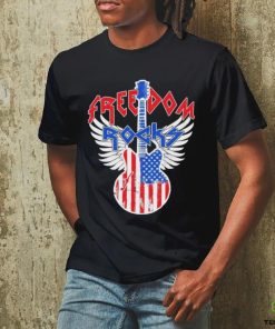 Freedom Rocks 4th Of July Patriotic Usa Flag Rock Guitar Shirt