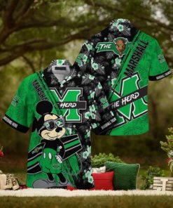 NCAA Marshall Thundering Herd Hawaiian Shirt Mickey And Floral Pattern