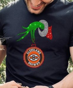 Grinch Hand Holding Cleveland Browns Christmas T Shirt