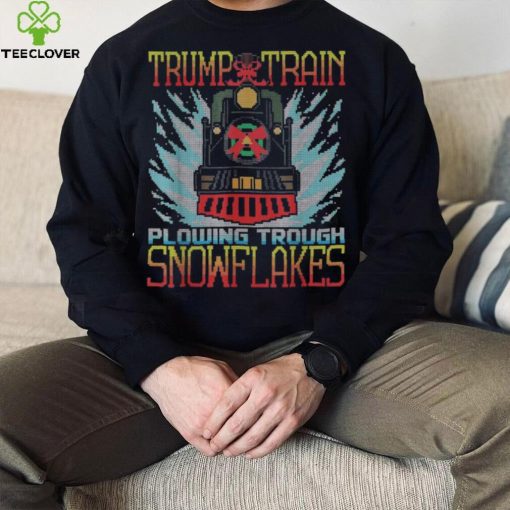 Trump Train Plowing Through Snowflakes Christmas Ugly Shirt