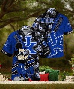 NCAA Kentucky Wildcats Hawaiian Shirt Mickey And Floral Pattern