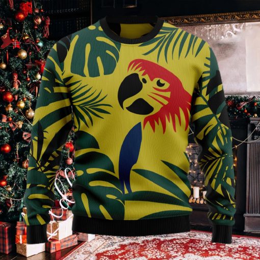 Parrot Tropical Leaf Ugly Christmas Holiday Sweater