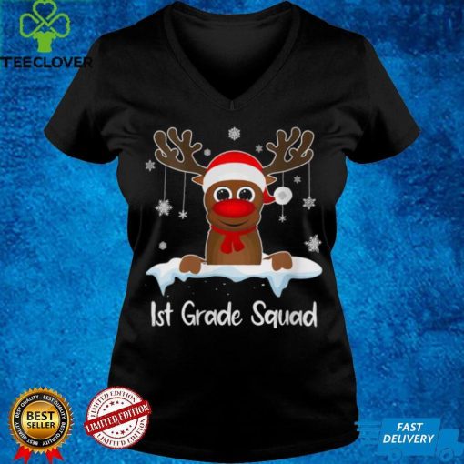 1st Grade Squad Xmas Reindeer Santa Hat Christmas party Shirt