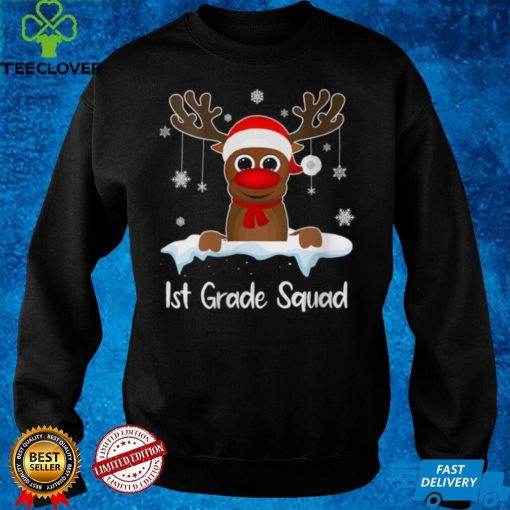 1st Grade Squad Xmas Reindeer Santa Hat Christmas party Shirt