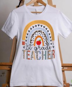 1st Grade Teacher Leopard Boho Rainbow Back To School T Shirt