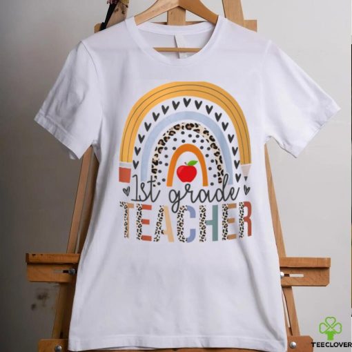 1st Grade Teacher Leopard Boho Rainbow Back To School T Shirt