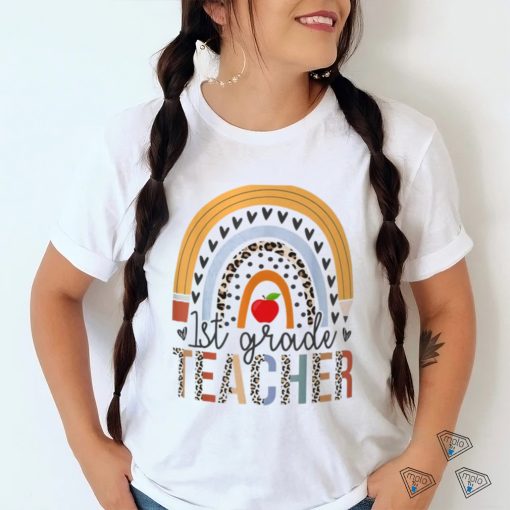 1st Grade Teacher Leopard Boho Rainbow Back To School T Shirt