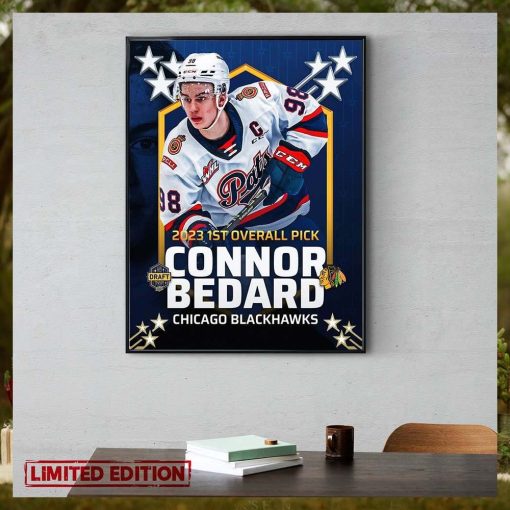 1st Overall Pick Connor Bedard Chicago Blackhawks NHL Draft 2023 Home Decor Poster Canvas