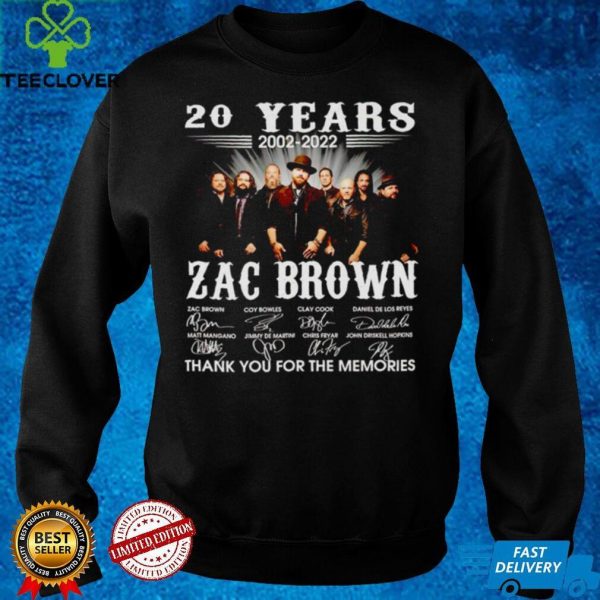 20 years 2002 2022 Zac Brown signatures thank you for the memories hoodie, sweater, longsleeve, shirt v-neck, t-shirt