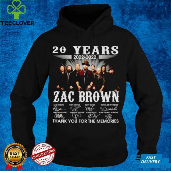 20 years 2002 2022 Zac Brown signatures thank you for the memories hoodie, sweater, longsleeve, shirt v-neck, t-shirt