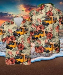 2001 Chevrolet Express 3500 Cargo Blue Bird school bus Hawaiian Shirt Aloha Beach Summer Shirt