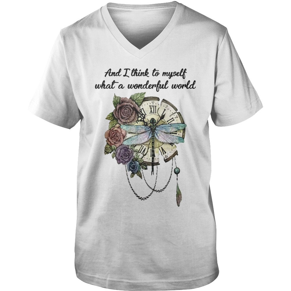 Dragonfly and i think to myself what a wonderful world mug and Guys V-Neck
