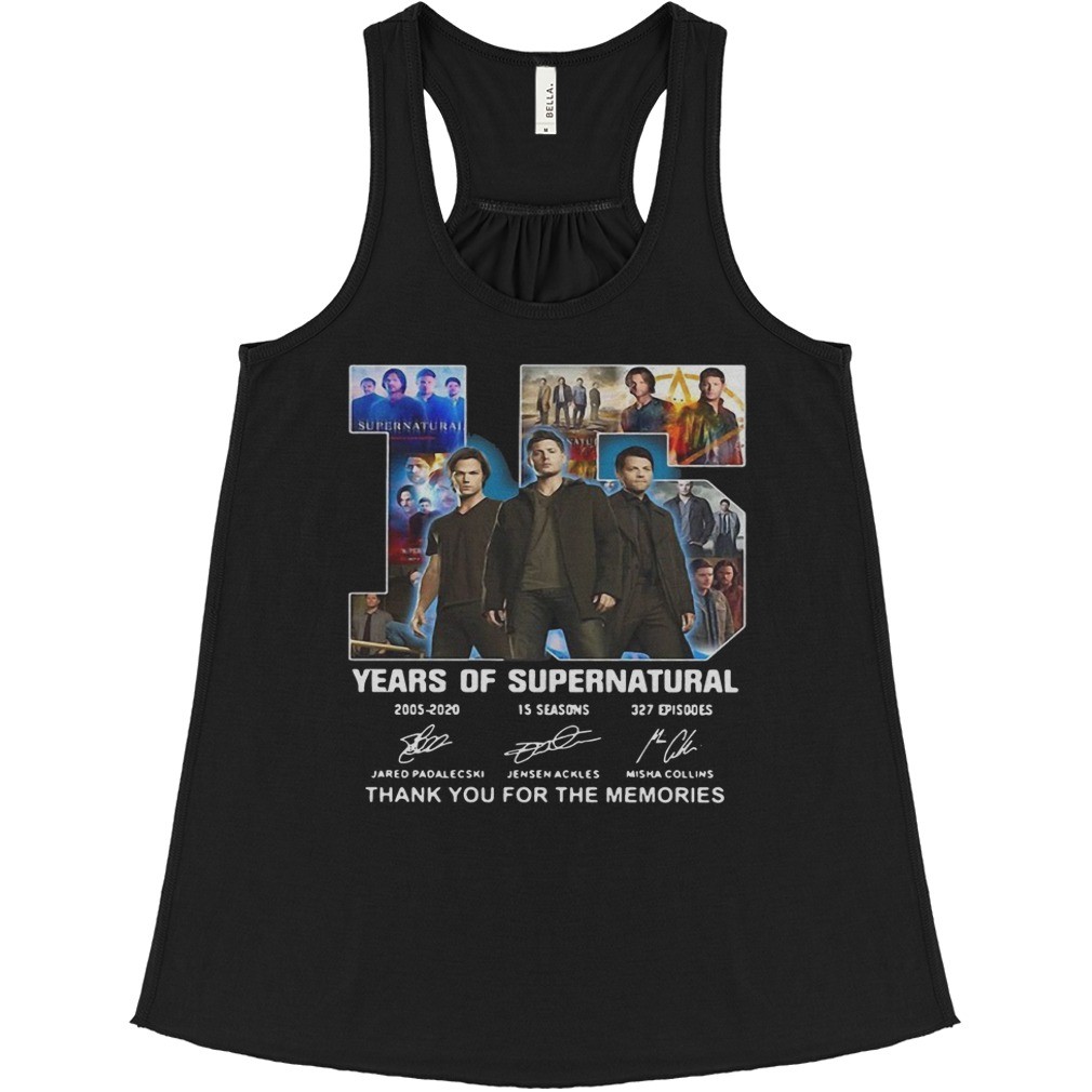 15 Years of Supernatural Jensen Ackles Jared Padalecki Misha Collins thank you for the memories signature shirt 1