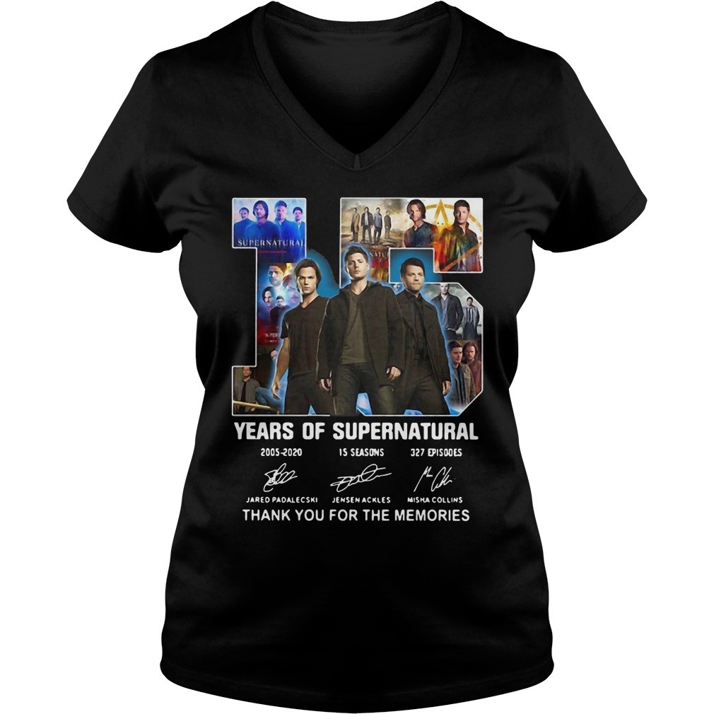 15 Years of Supernatural Jensen Ackles Jared Padalecki Misha Collins thank you for the memories signature shirt 6