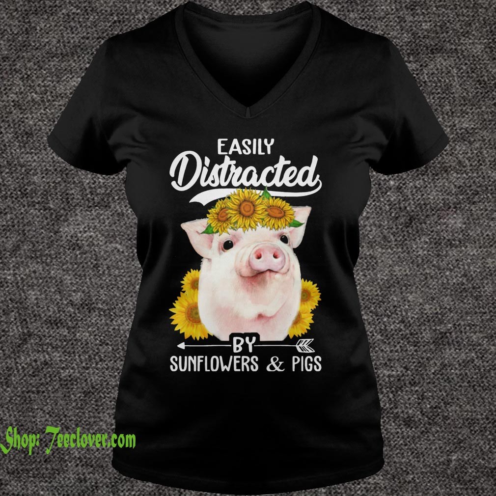 Easily Distracted By Sunflowers And Pigs T Shirt 3