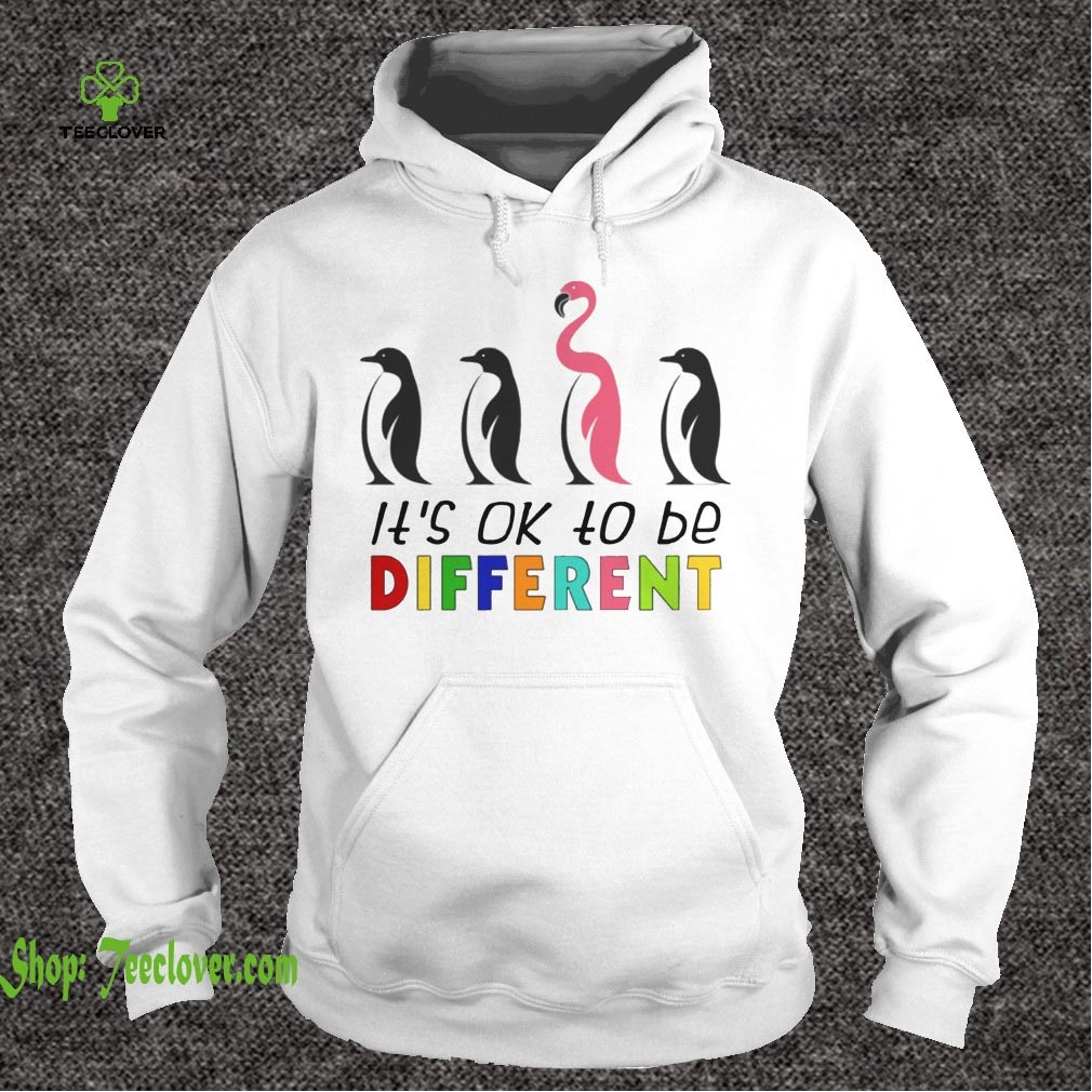 It's Ok To Be Different Autism Awareness Penguin Flamingo T-