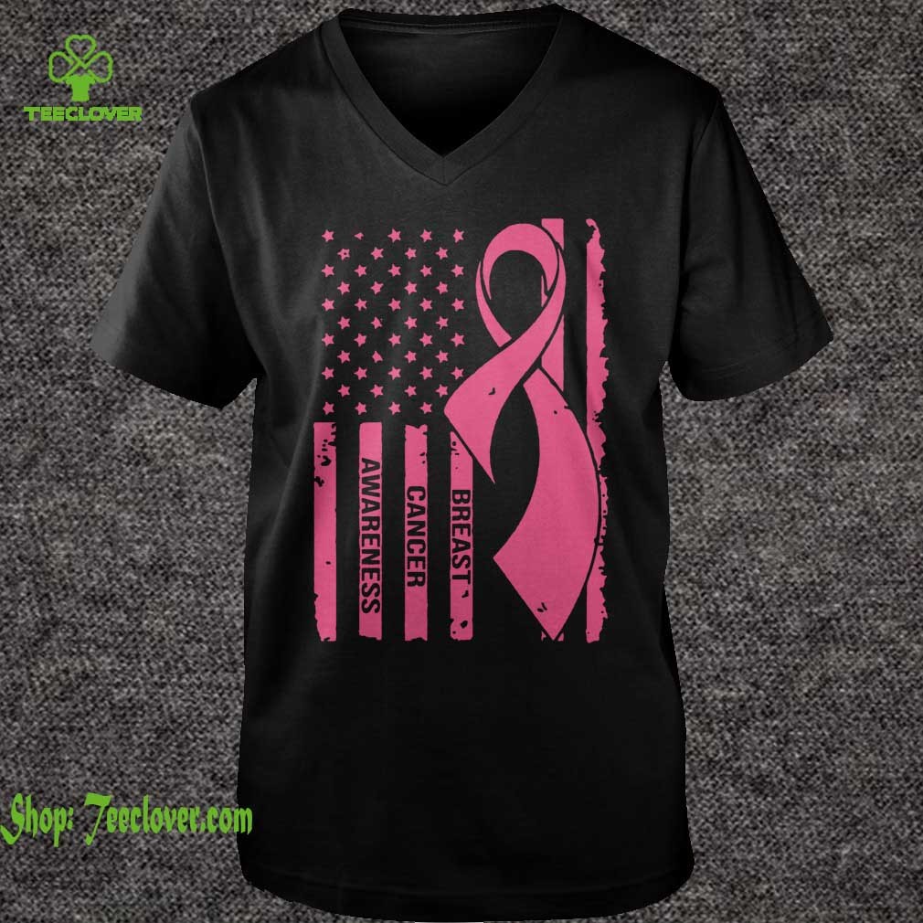 Breast Cancer Awareness American Flag T-